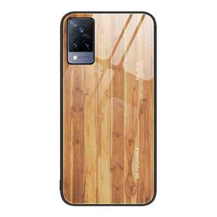 For vivo V21 Wood Grain Glass Protective Case(Yellow)