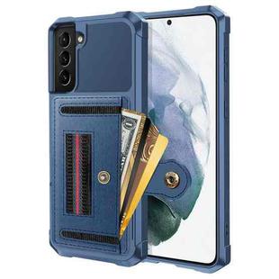 For Samsung Galaxy S22 5G ZM06 Card Bag TPU + Leather Phone Case(Blue)