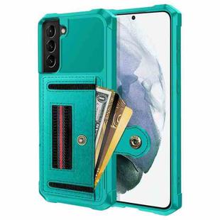 For Samsung Galaxy S22+ 5G ZM06 Card Bag TPU + Leather Phone Case(Cyan)