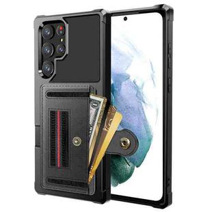 For Samsung Galaxy S22 Ultra 5G ZM06 Card Bag TPU + Leather Phone Case(Black)