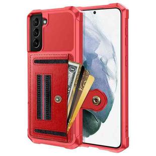 For Samsung Galaxy S21+ 5G ZM06 Card Bag TPU + Leather Phone Case(Red)
