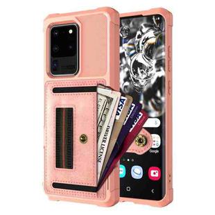 For Samsung Galaxy S20 Ultra ZM06 Card Bag TPU + Leather Phone Case(Pink)