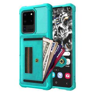 For Samsung Galaxy S20 Ultra ZM06 Card Bag TPU + Leather Phone Case(Cyan)