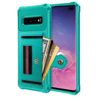 For Samsung Galaxy S10 ZM06 Card Bag TPU + Leather Phone Case(Cyan)