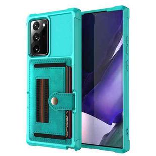 For Samsung Galaxy Note20 ZM06 Card Bag TPU + Leather Phone Case(Cyan)