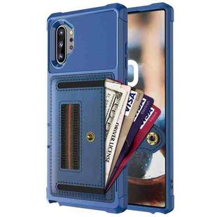For Samsung Galaxy Note10 ZM06 Card Bag TPU + Leather Phone Case(Blue)