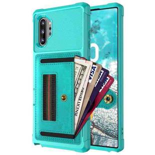 For Samsung Galaxy Note10 ZM06 Card Bag TPU + Leather Phone Case(Cyan)