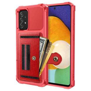 For Samsung Galaxy A52 5G / 4G ZM06 Card Bag TPU + Leather Phone Case(Red)