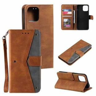 For iPhone 14 Pro Max Stitching Calf Texture Leather Case (Brown)