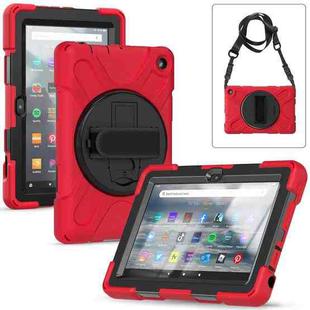 For Amazon Kindle Fire 7 2022 Hard PC Soft Silicone Full Body Tablet Case(Red)