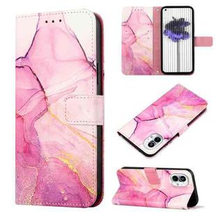 For Nothing Phone 1 PT003 Marble Pattern Flip Leather Phone Case(Pink Purple Gold)