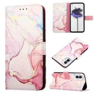 For Nothing Phone 1 PT003 Marble Pattern Flip Leather Phone Case(Rose Gold)