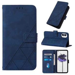 For Nothing Phone 1 3D Embossed Flip Leather Phone Case(Blue)