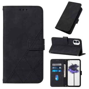 For Nothing Phone 1 3D Embossed Flip Leather Phone Case(Black)