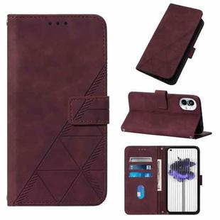 For Nothing Phone 1 3D Embossed Flip Leather Phone Case(Wine Red)