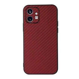 For Nothing Phone 1 Carbon Fiber Texture PU Phone Case(Red)