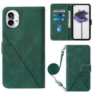 For Nothing Phone 1 Crossbody 3D Embossed Flip Leather Phone Case(Dark Green)