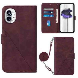 For Nothing Phone 1 Crossbody 3D Embossed Flip Leather Phone Case(Wine Red)