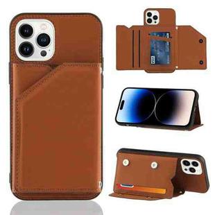 For iPhone 14 Pro Skin Feel PU + TPU + PC Back Cover Shockproof Case(Brown)