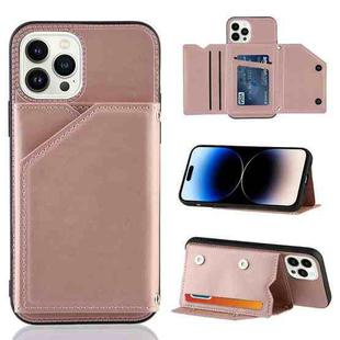 For iPhone 14 Pro Skin Feel PU + TPU + PC Back Cover Shockproof Case(Rose Gold)