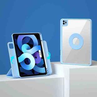 For iPad Pro 12.9 2022 / 2021 / 2020 / 2018 Magnetic Rotating Clear Back Smart Tablet Case(Sky Blue)