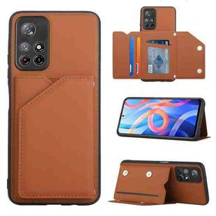 For Xiaomi Redmi Note 11 5G/Poco M4 Pro 5G Skin Feel PU + TPU + PC Back Cover Shockproof Case(Brown)