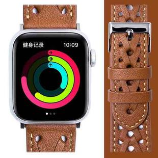 Genuine Leather Woven Watch Strap For Apple Watch Series 8&7 41mm / SE 2&6&SE&5&4 40mm / 3&2&1 38mm(Brown)