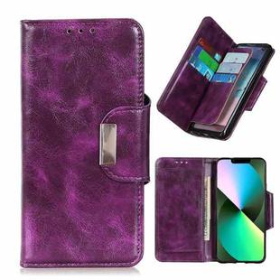 For iPhone 14 6 Card Slots Leather Phone Case (Purple)