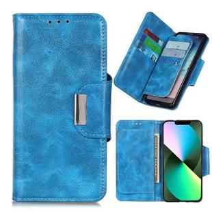 For iPhone 14 Plus 6 Card Slots Leather Phone Case (Blue)