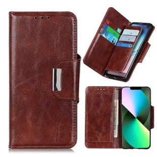 For iPhone 14 Plus 6 Card Slots Leather Phone Case (Brown)