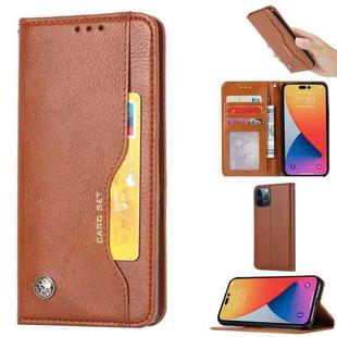 For iPhone 14 Pro Max Knead Skin Texture Leather Case (Brown)