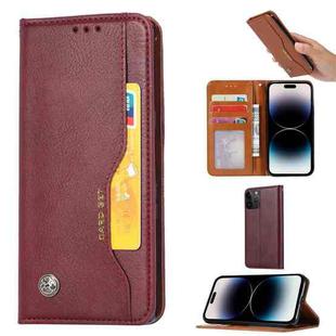 For iPhone 14 Pro Knead Skin Texture Leather Case(Wine Red)