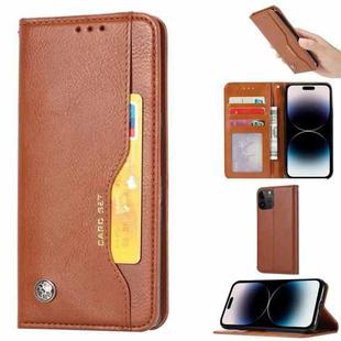 For iPhone 14 Pro Knead Skin Texture Leather Case(Brown)