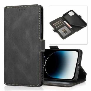 For iPhone 14 Pro Retro Magnetic Closing Clasp Leather Case(Black)