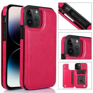 For iPhone 14 Pro Max Double Buckle Phone Case (Rose Red)