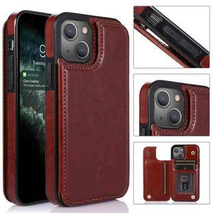 For iPhone 14 Double Buckle Phone Case (Brown)