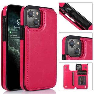 For iPhone 14 Double Buckle Phone Case (Rose Red)