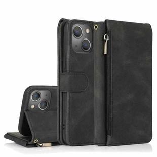 For iPhone 14 Zipper Wallet Bag Leather Case (Black)