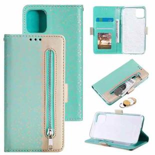 For iPhone 14 Double Button Zipper Leather Case (Green)