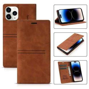 For iPhone 14 Pro Max Magnetic Leather Phone Case (Brown)