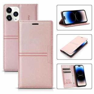 For iPhone 14 Pro Max Magnetic Leather Phone Case (Rose Gold)