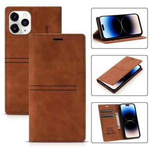 For iPhone 14 Pro Magnetic Leather Phone Case(Brown)