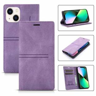 For iPhone 14 Magnetic Leather Phone Case (Purple)