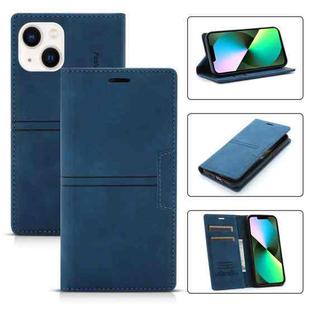 For iPhone 14 Plus Magnetic Leather Phone Case (Blue)