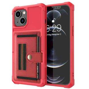 For iPhone 13 ZM06 Card Bag TPU + Leather Phone Case(Red)