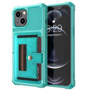 For iPhone 13 ZM06 Card Bag TPU + Leather Phone Case(Cyan)