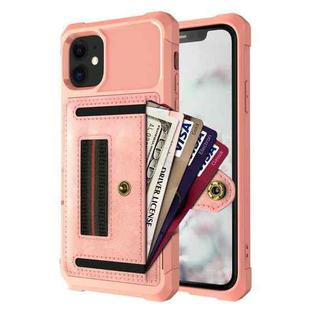 For iPhone 12 ZM06 Card Bag TPU + Leather Phone Case(Pink)
