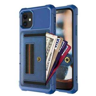 For iPhone 12 ZM06 Card Bag TPU + Leather Phone Case(Blue)