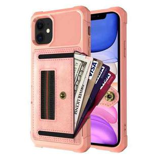 For iPhone 11 ZM06 Card Bag TPU + Leather Phone Case (Pink)