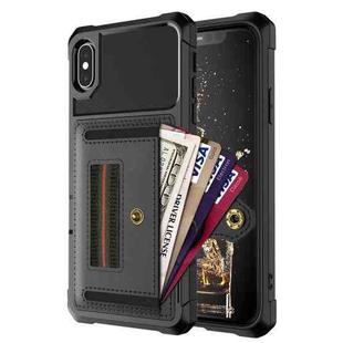 For iPhone X / XS ZM06 Card Bag TPU + Leather Phone Case(Black)